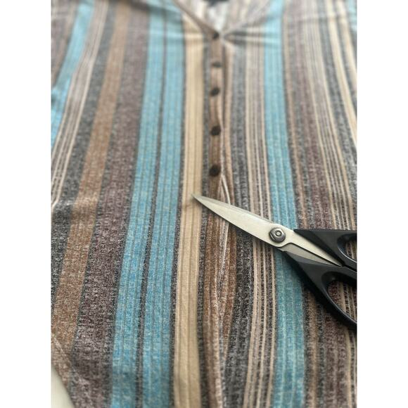 W5 By Anthropologie Women’s Multicolor Striped Top Boho Buttons Front Tie Large - Picture 5 of 5